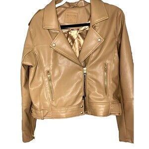 NewW Tags BLANKNYC Faux Vegan Leather Motorcycle Biker Jacket XL caramel brown